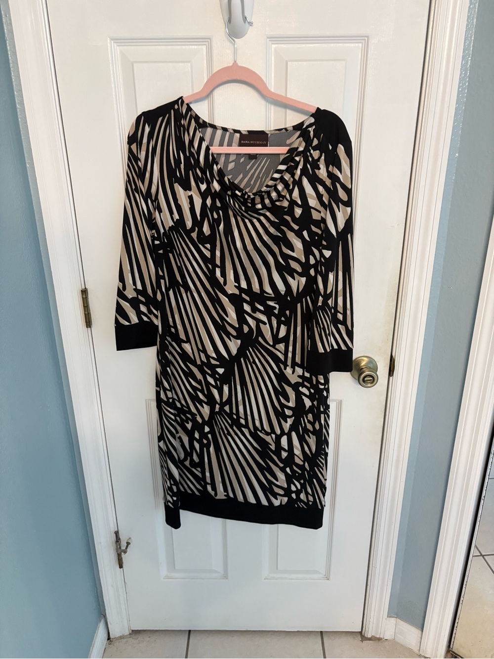 Dana Buchman Abstract Print Cowl Neck Sheath Dress Size Medium